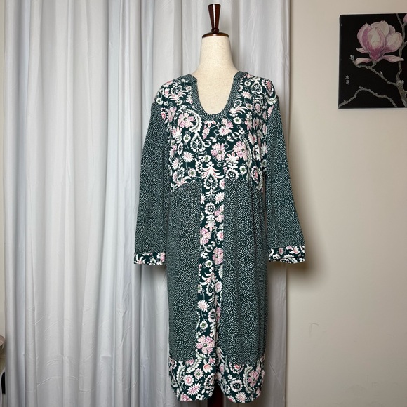 Boden Dresses & Skirts - Boden Mollie Patchwork Shift Dress Green Floral Long Sleeve Women’s 16R